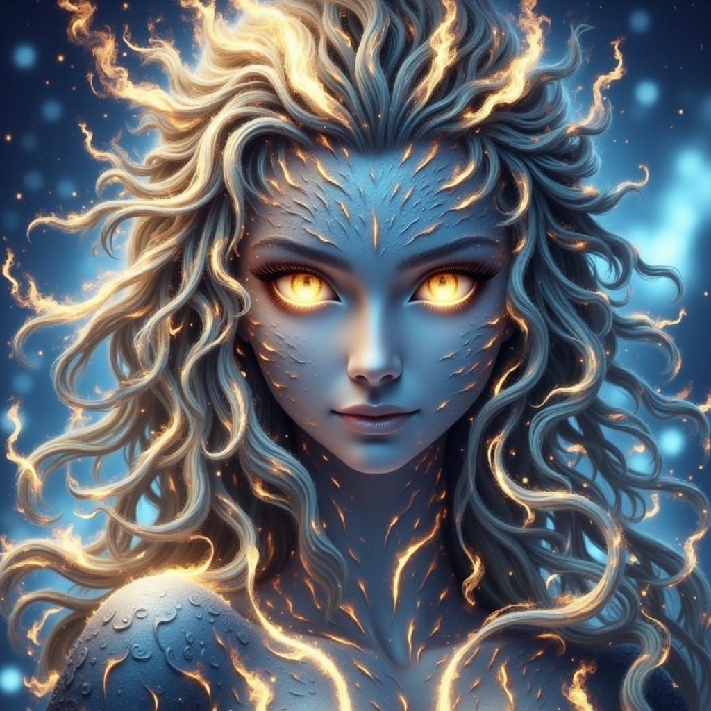 Metallic-Eyed Figure in Electric Light: Cyberpunk Allure