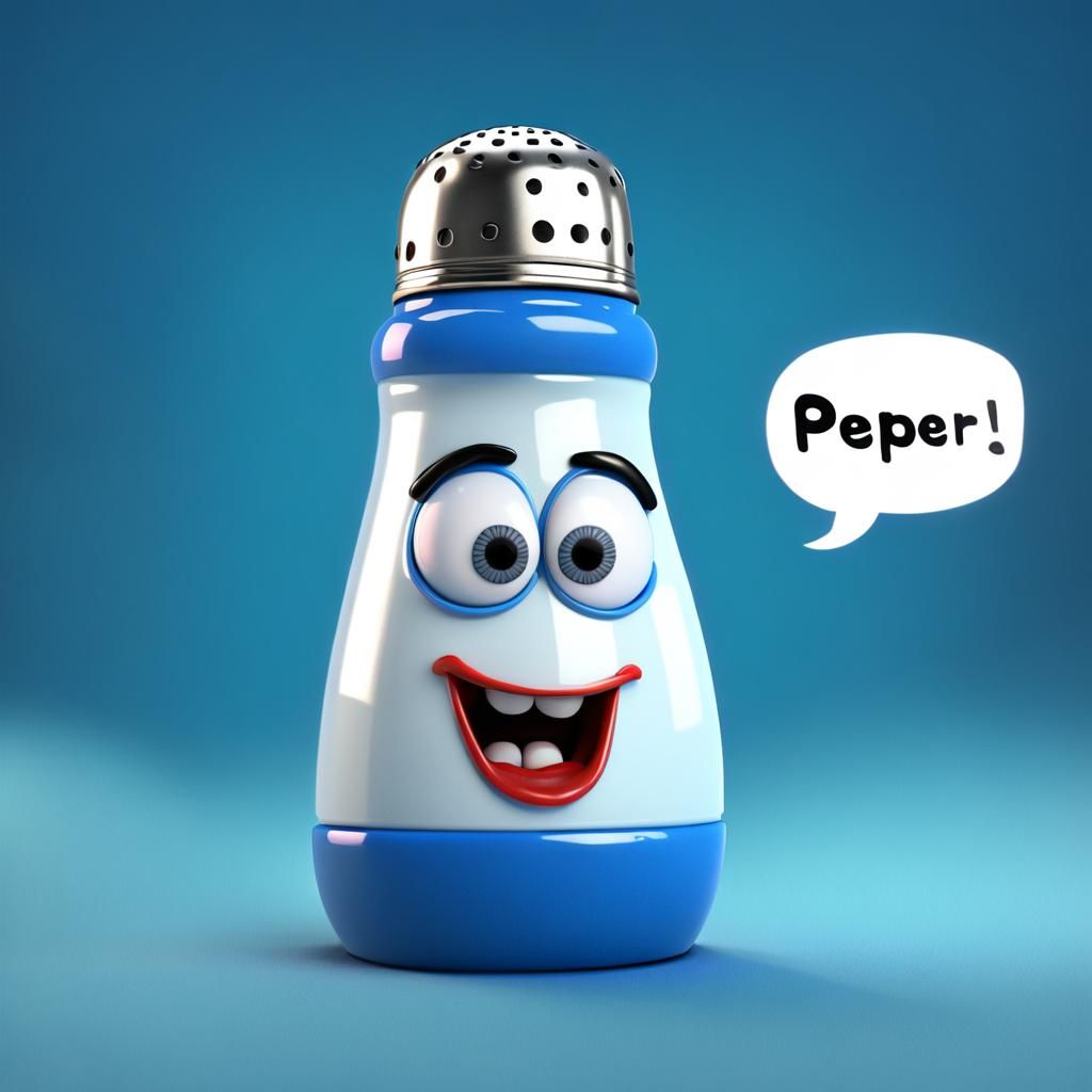 Whimsical Salt and Pepper Shakers in 3D Pixar Style