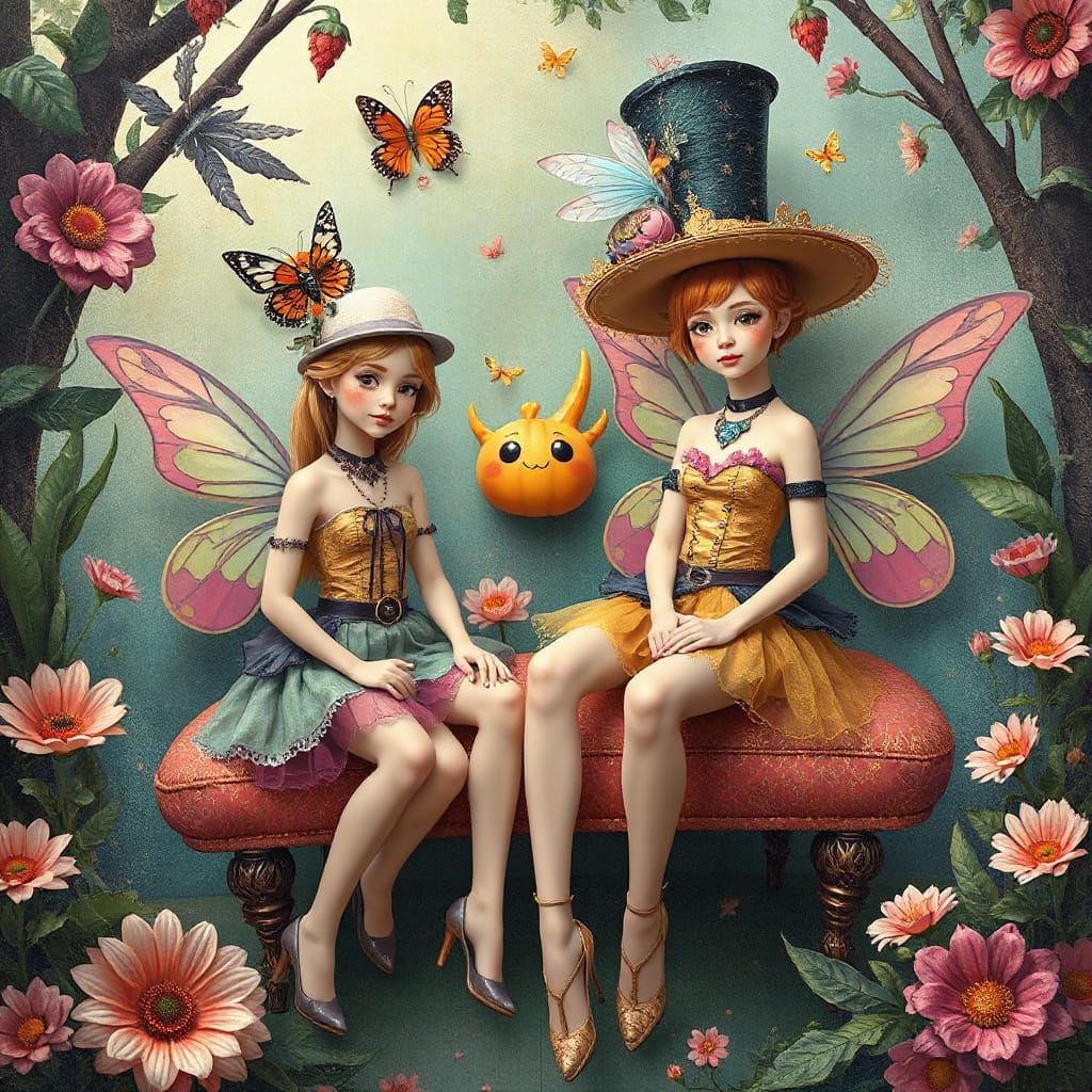 Fairies in Eclectic Attire with Neon Accents