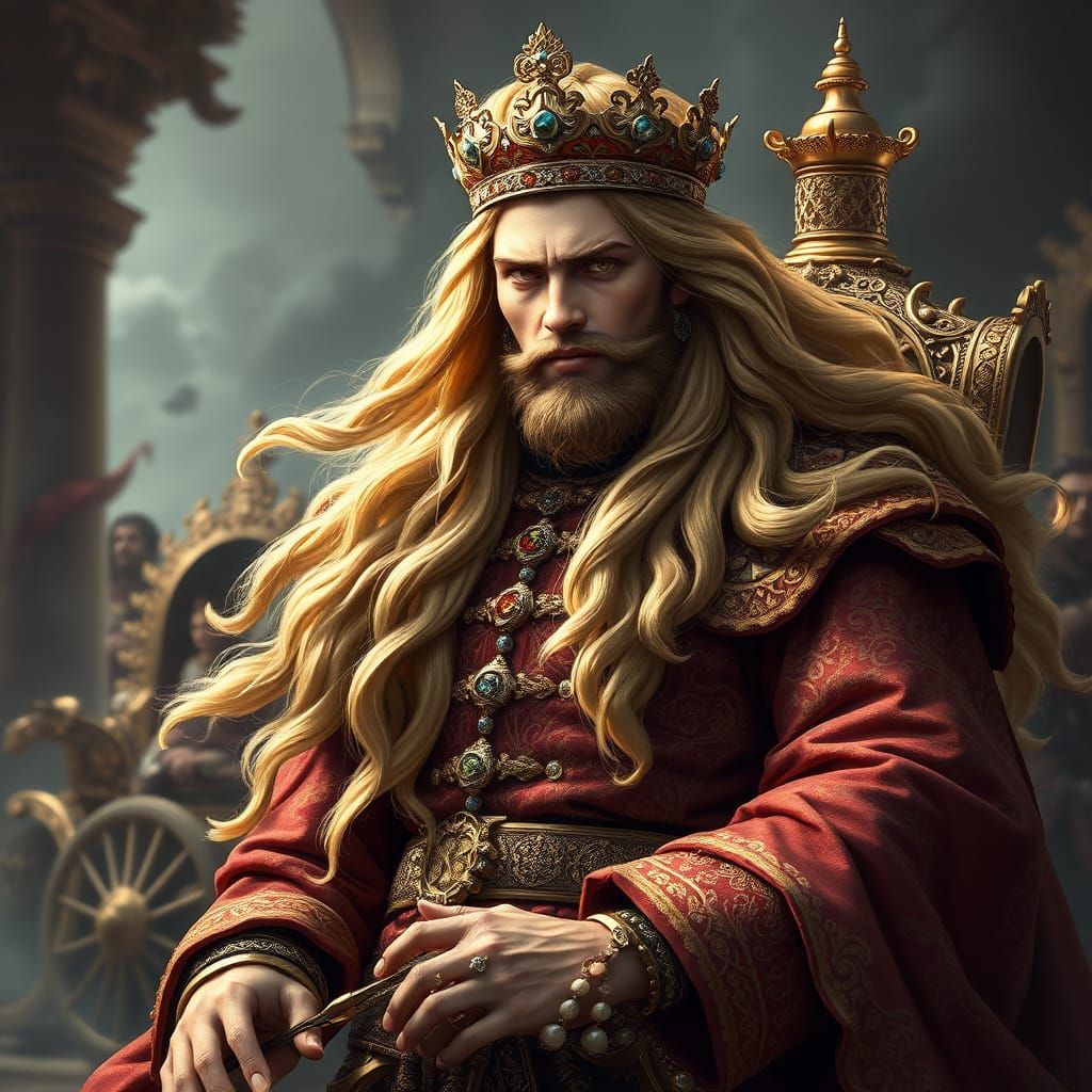 Majestic Fallen King in Baroque Style