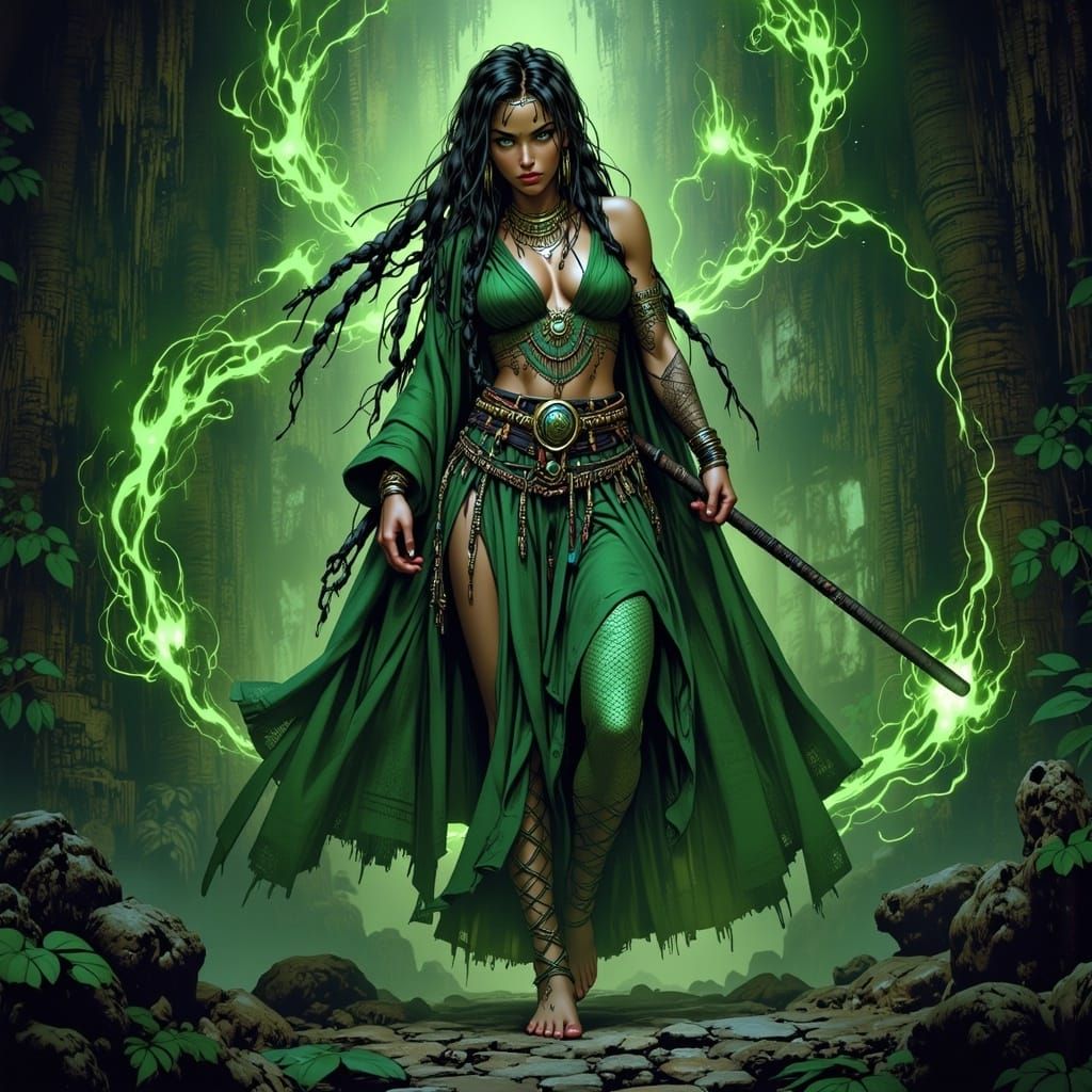 Mystic Serpent Warrior in Anime Style