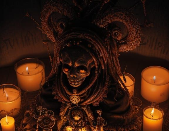 Eldritch Horror Voodoo Doll in Grunge Oil Painting Style