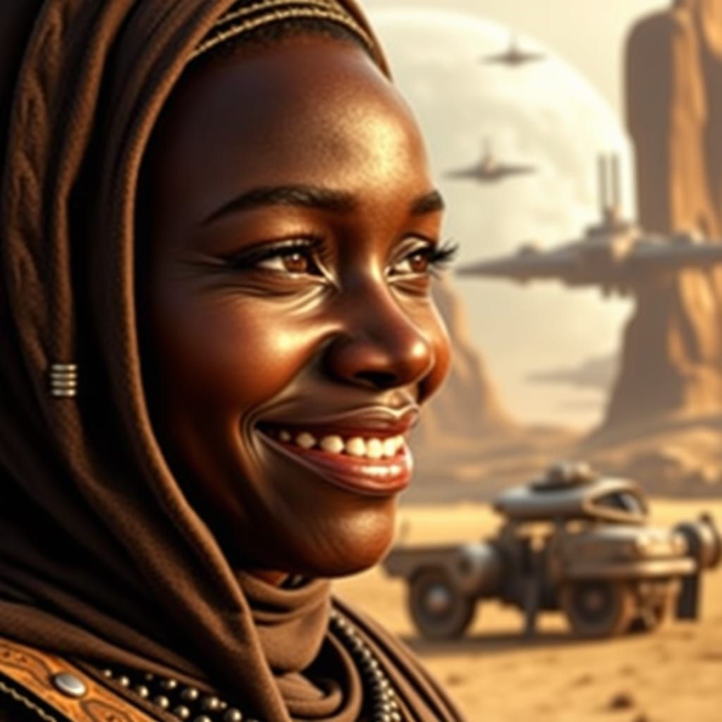 Chani from Dune: Hyperrealistic Portrait in Sci-Fi Landscape