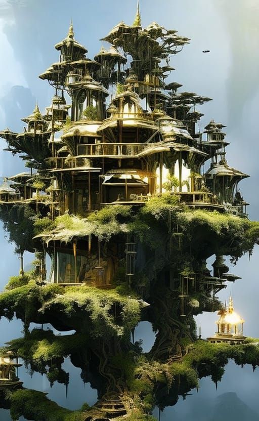 Nouveau Rococo Village Inside Bonsai Yggdrasil