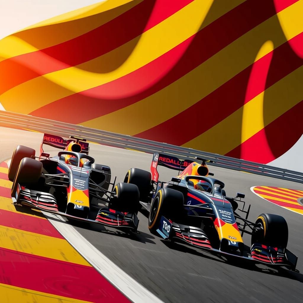 Red Bull F1 Cars Race in Barcelona: 3D Render