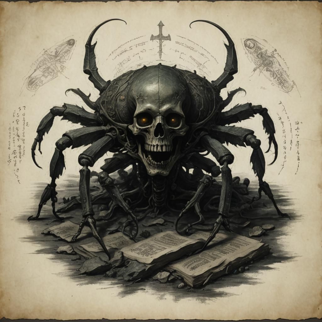 Mutant Fishman Skeleton: Anatomical Drawing