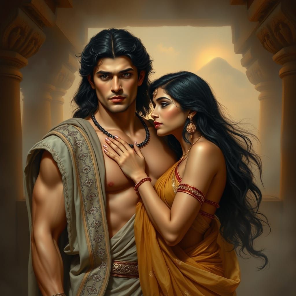 Greek Prince in Indian Attire, Adorned by a Beautiful Woman,...