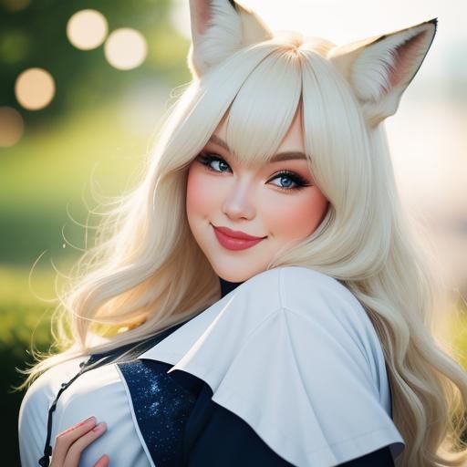 Blonde Fox-Girl Portrait with Bokeh