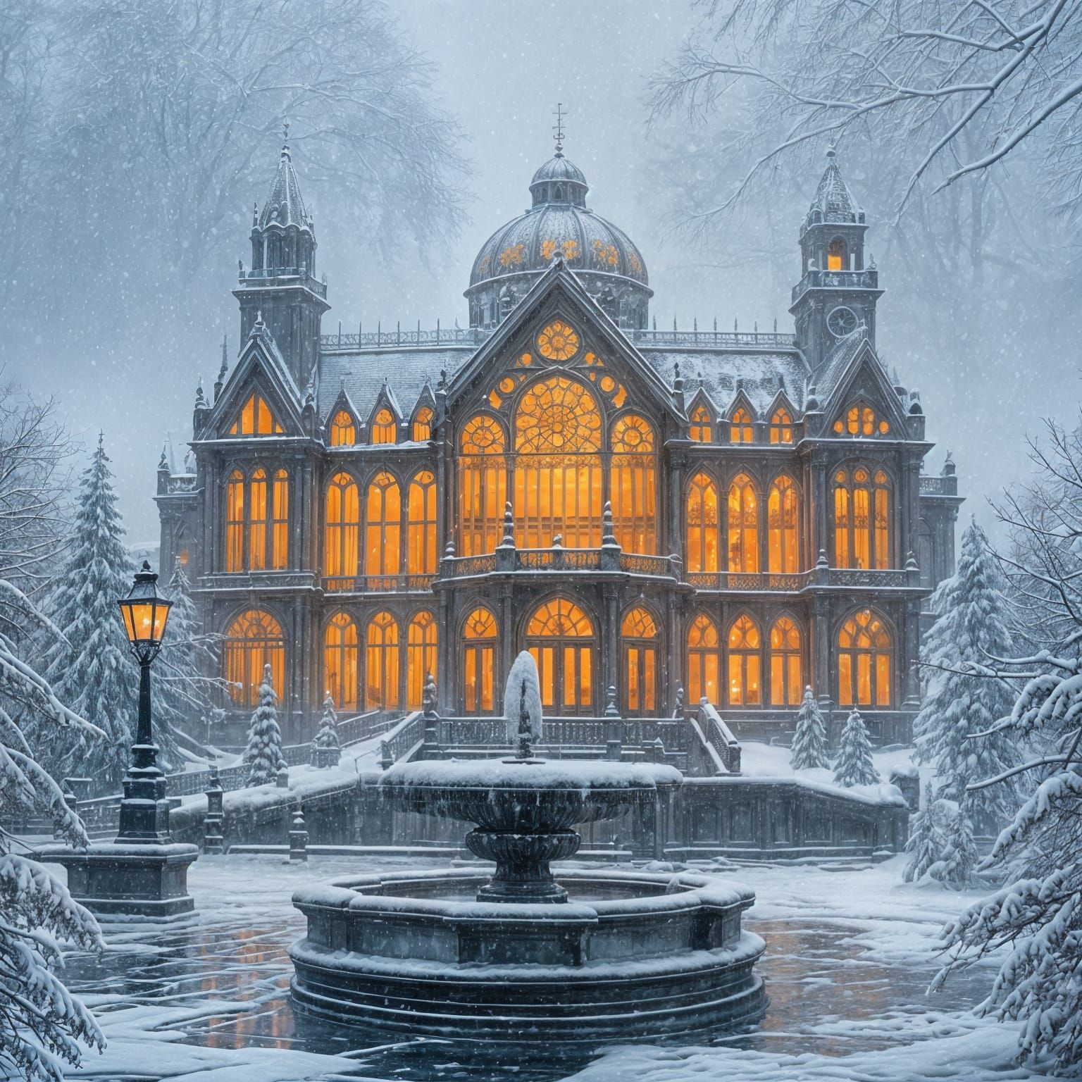 Crystal Palace in a Frosty Blizzard