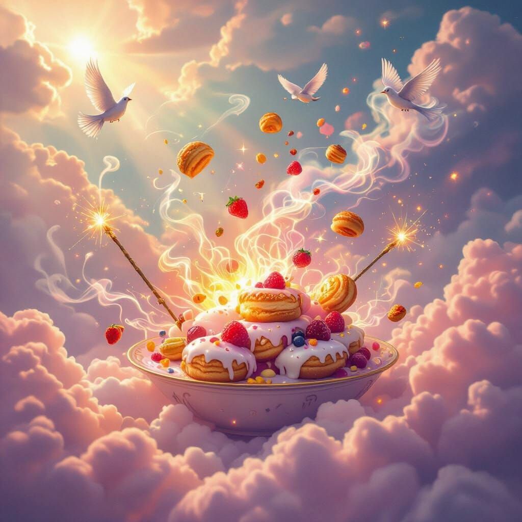 Magical Food Erupts with Vibrant, Glowing Fumes and Light