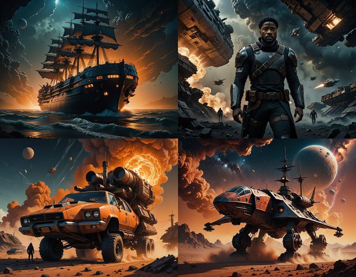 Epic Space Pirate Ship in Dust Nebula