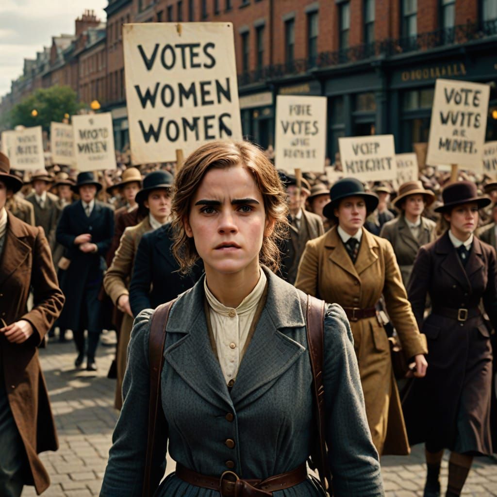 Photorealistic Hermione Granger as Suffragette in 1910