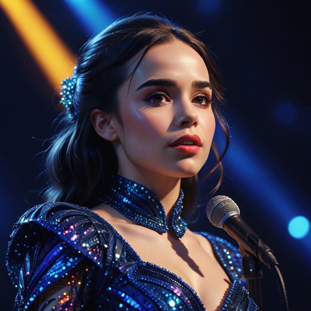 Sofia Carson: Vibrant Pop Art Stage Portrait