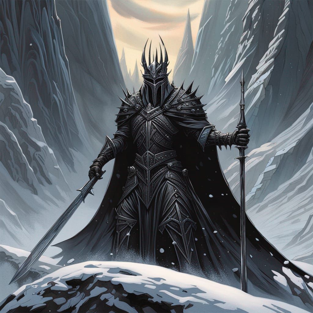 Gothic Witch King in Black Armor, Comic Art