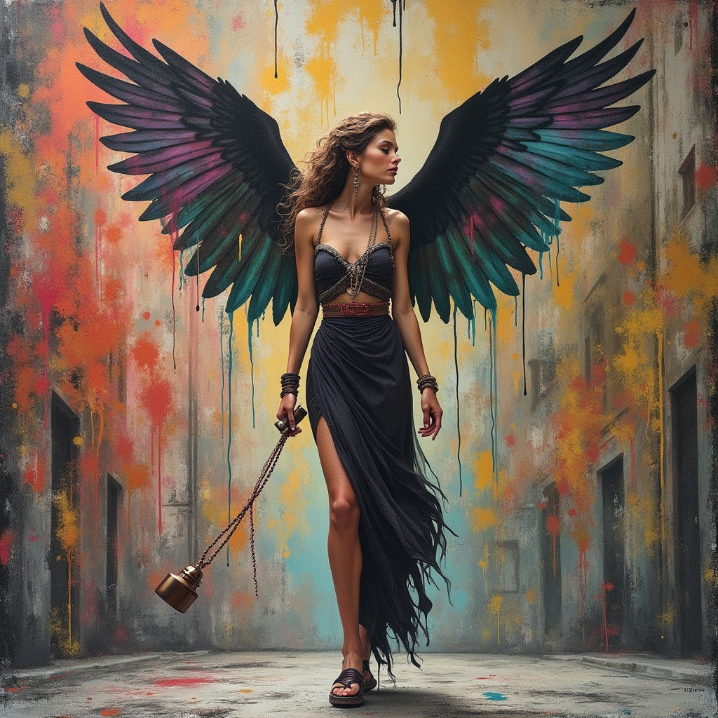 Mystical Poet's Graffiti Art in Urban Cityscape