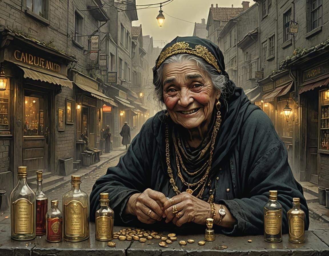 Mysterious Gypsy Woman Selling Number Nine Bottles