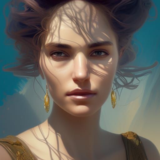 Desert Queen Portrait in Art Nouveau Style