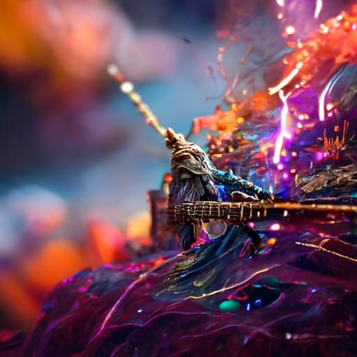 Gandalf Plays Electric Guitar in Space: Digital Art