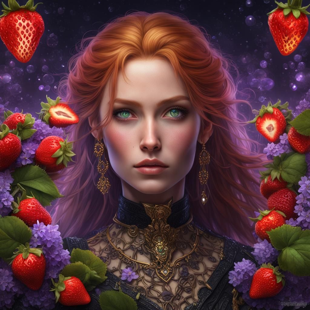 Gothic Beauty with Emerald Eyes, Digital Art