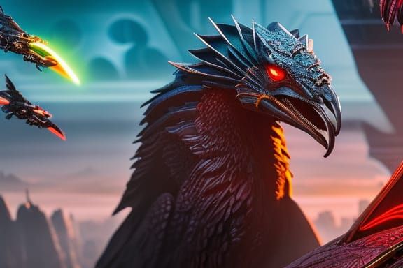 Cyberpunk Velociraptor in Neon Retro Cityscape