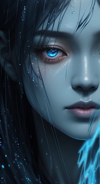 Blue Skinned Goddess in the Eye of the Storm