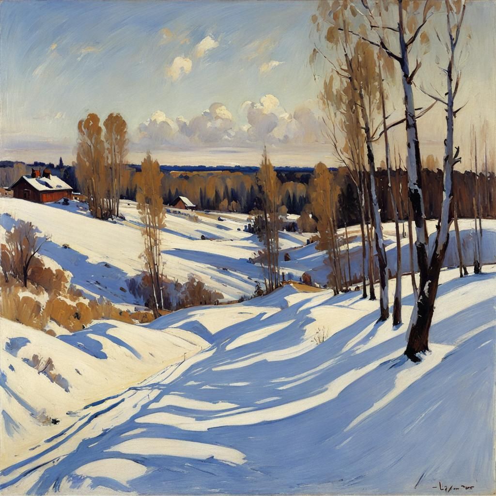 Winter Scene in the Style of Serov