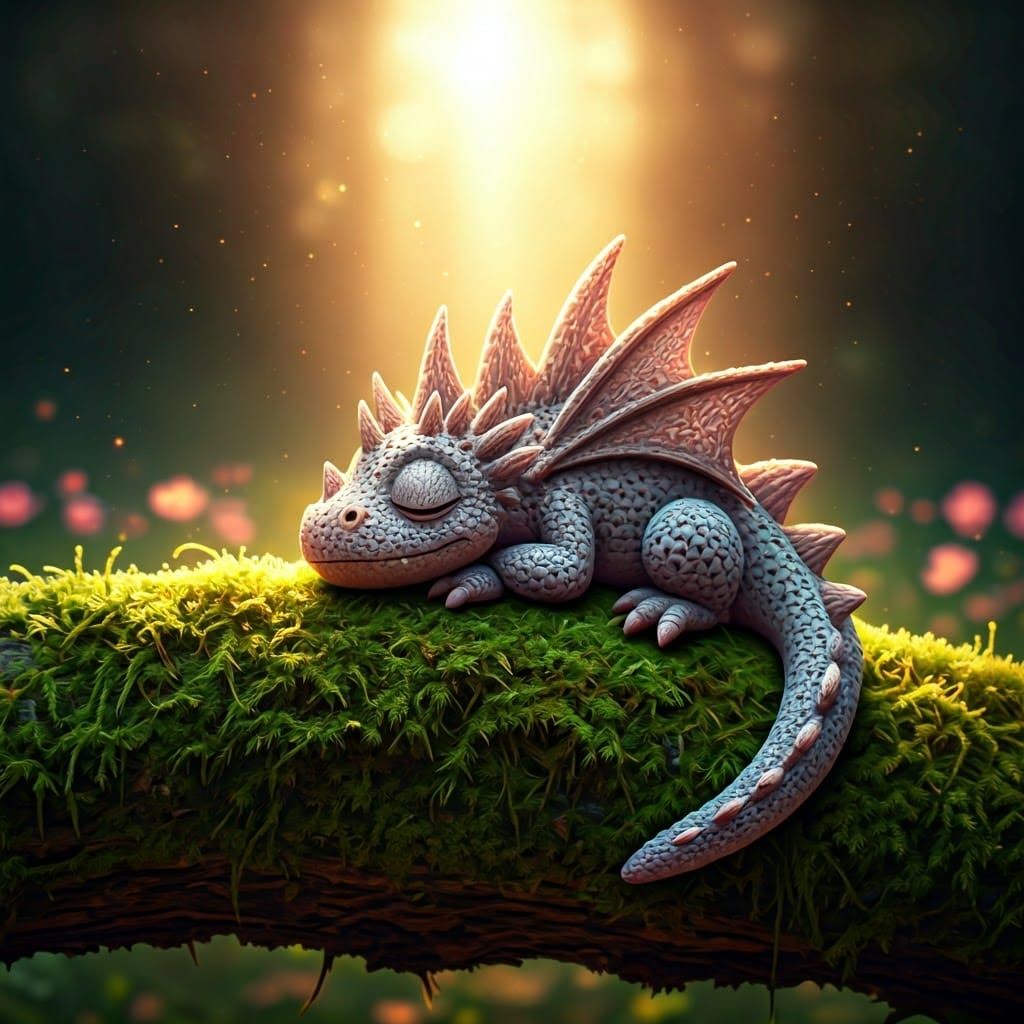 Sleeping Knitted Dragon in Pixar Style