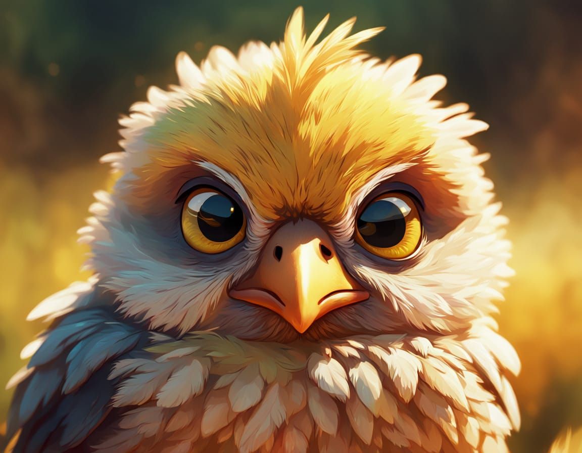 Grumpy Chick Concept Art in Digital Painting Style