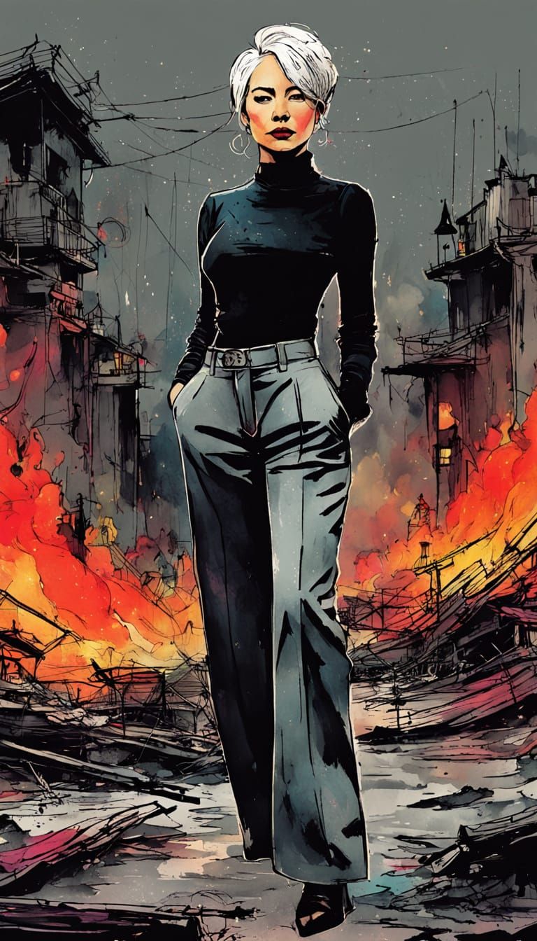 Empowered Administrator in Burning Office, Alcohol Ink Style