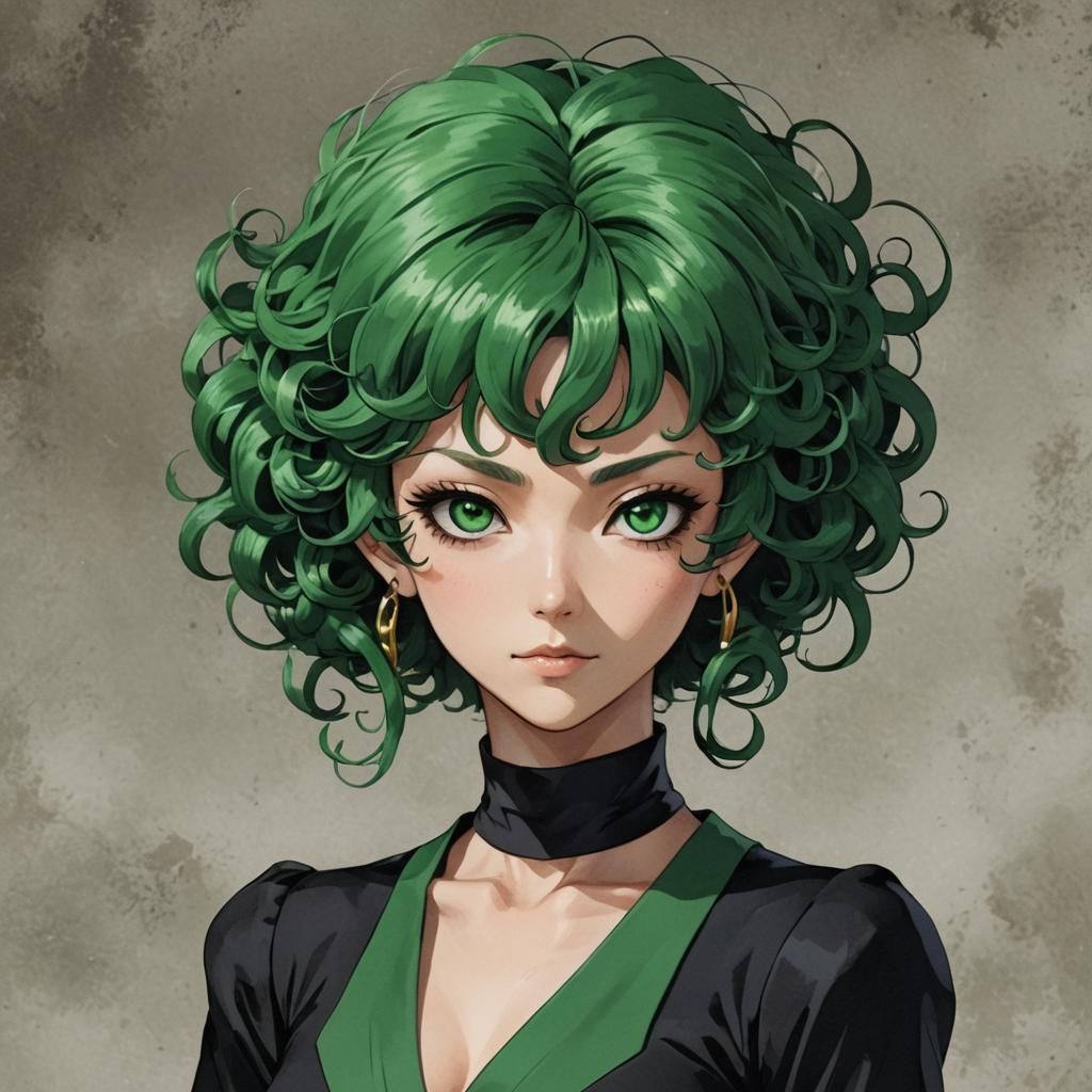Tatsumaki Digital Portrait in Elegant Attire