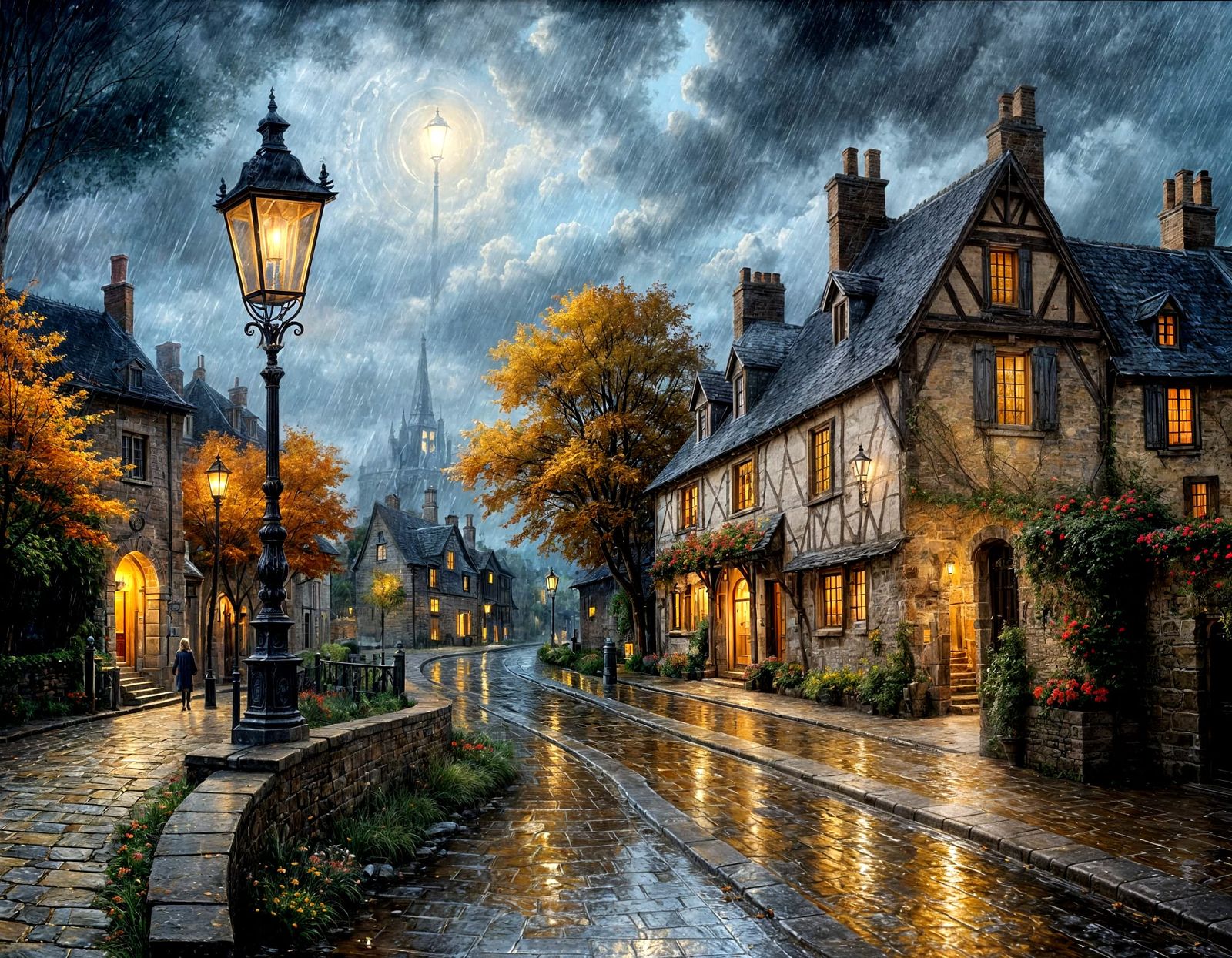 A rainy night of autumn