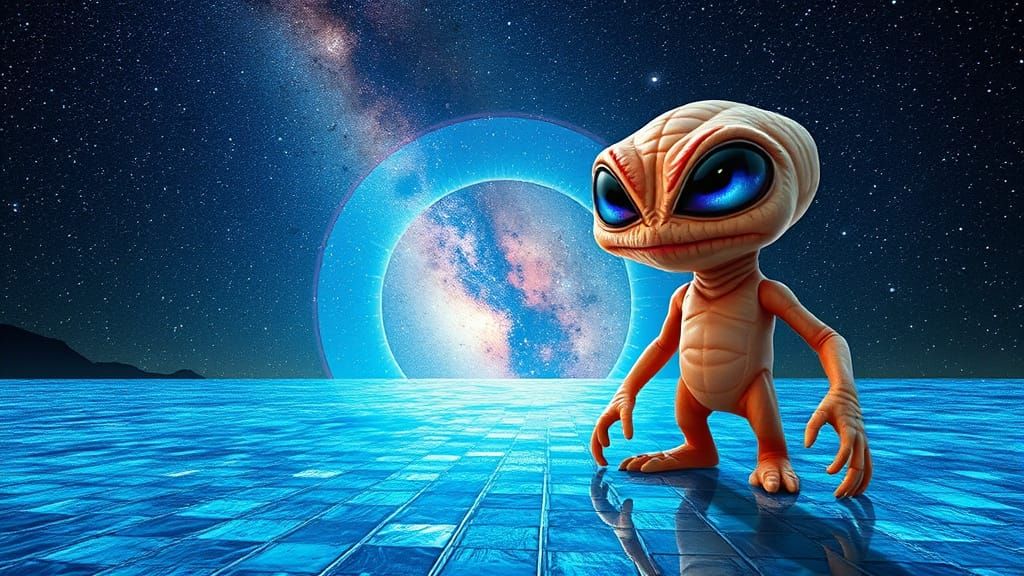 Creepy-Cute Alien at Cosmic Portal