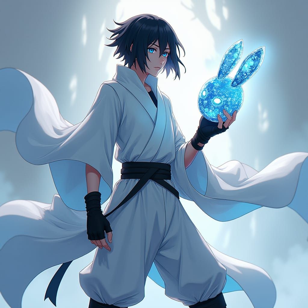 Ninja with Ice Mask in Naruto Style