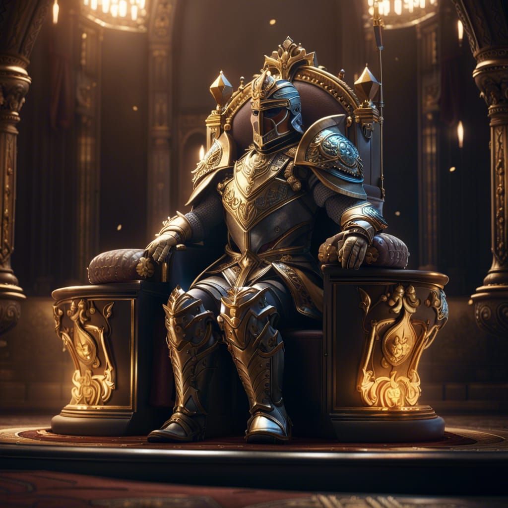 Gallant King on Luxurious Throne in 3D