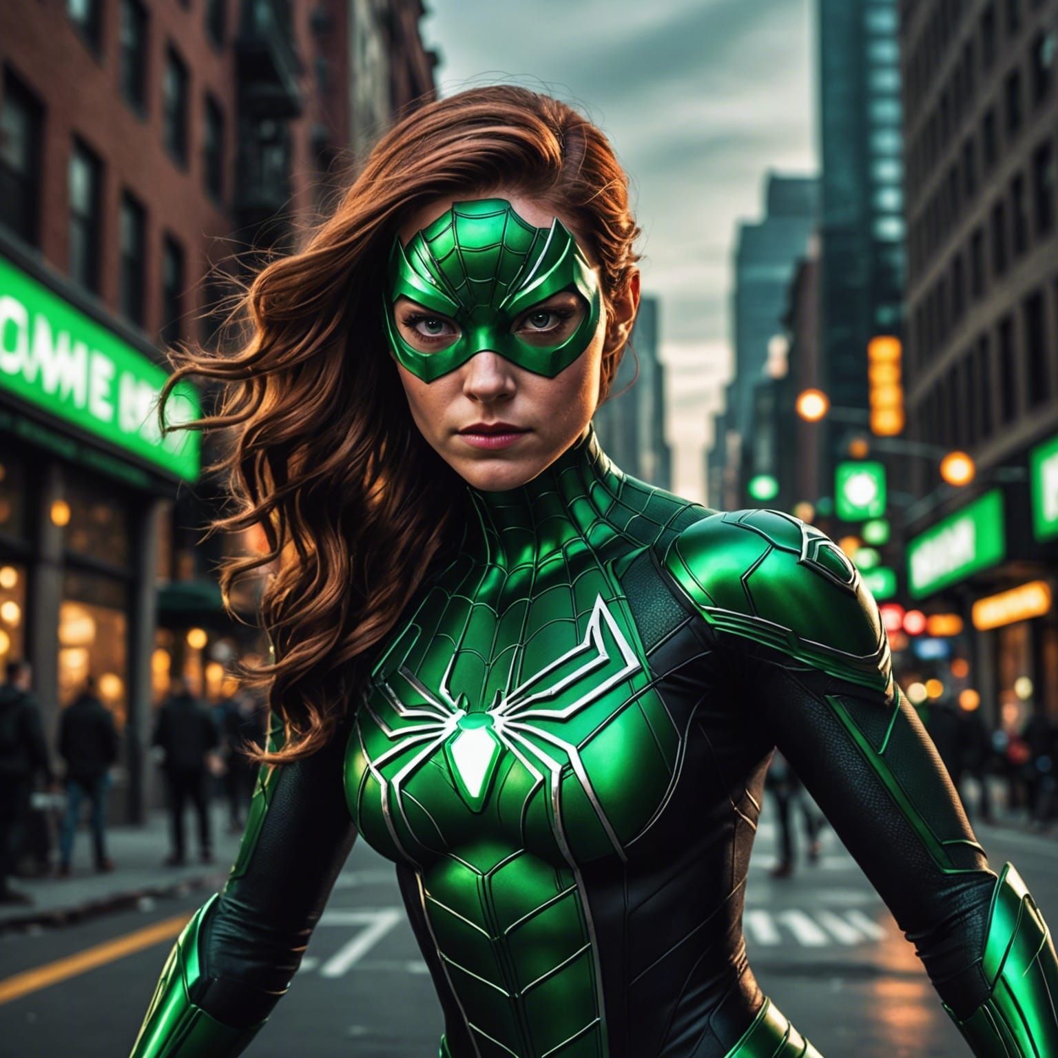 Female Spider-Man Green Lantern Hybrid in HDR