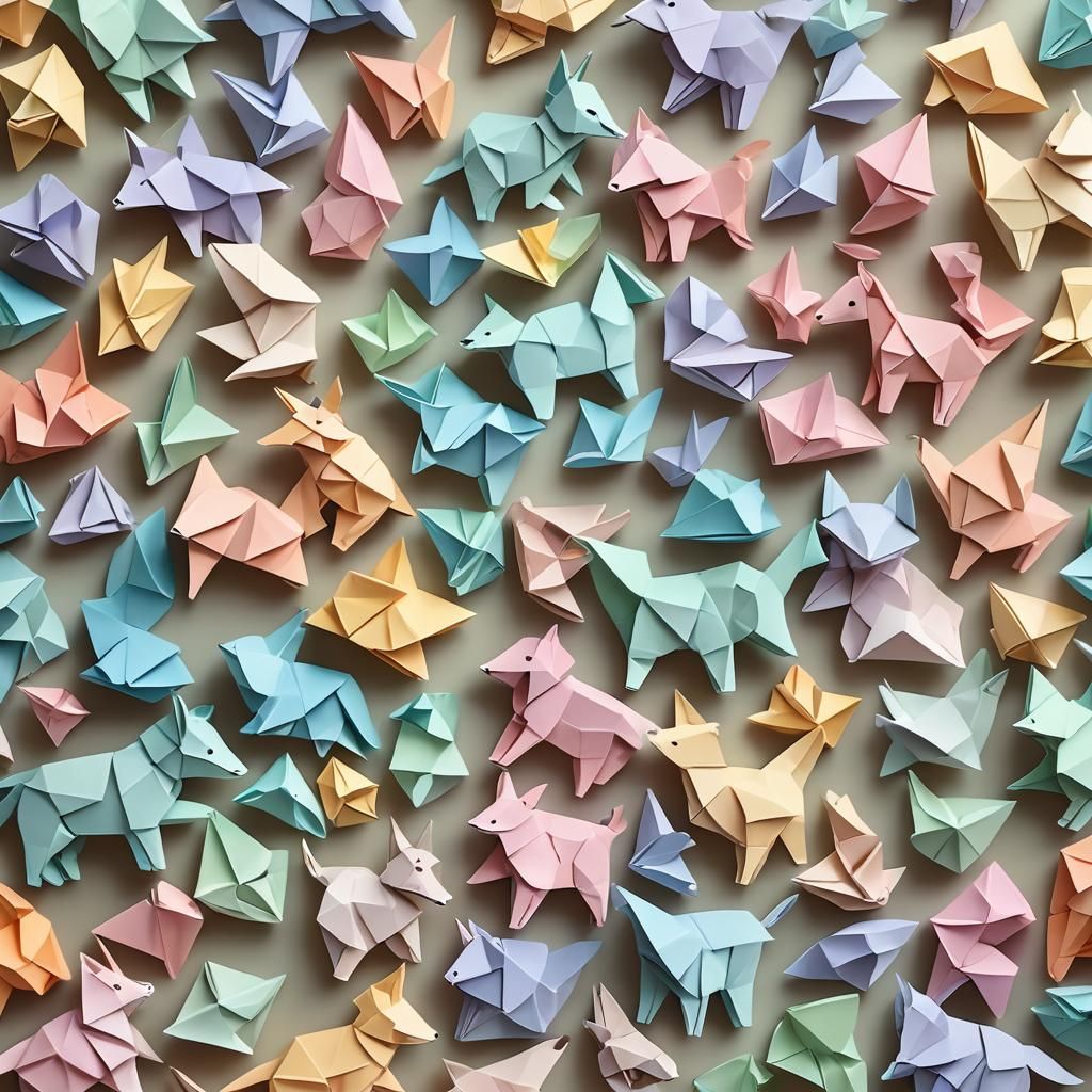 Delicate Origami Baby Animals Play on Desk