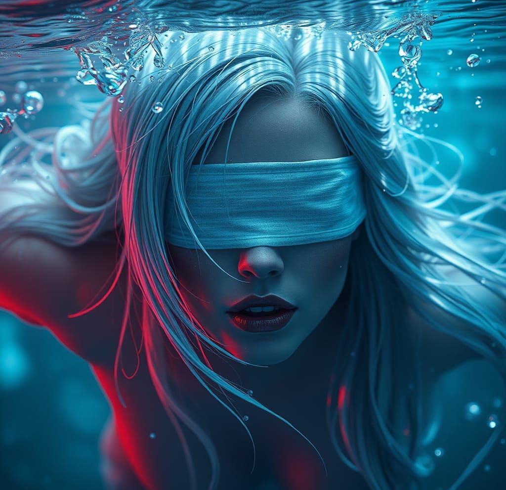 Enchanting Blindfolded Siren Underwater in Detailed Fantasy ...