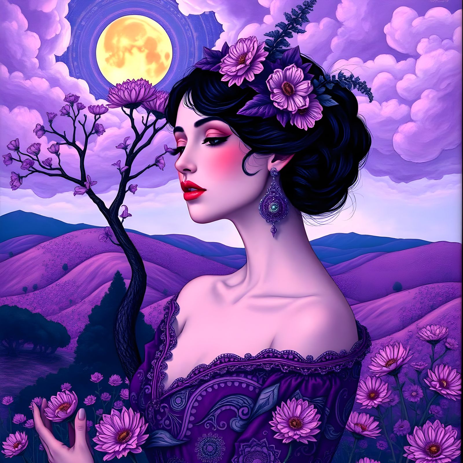 Gilded Dreamscapes in Lavender and Violet