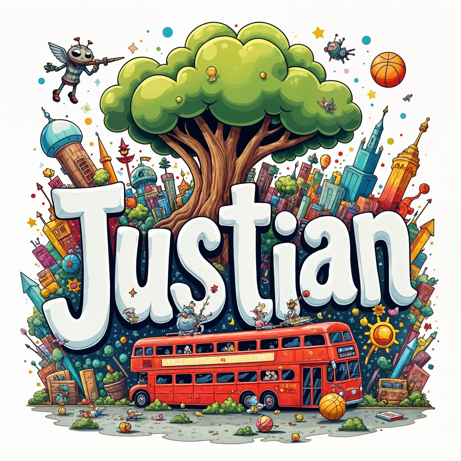 Whimsical Astronaut in Vibrant Ancient Ruins Scene