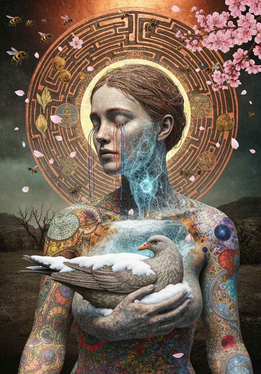 Bio Art Collage of Rebel in Moonlit Forest