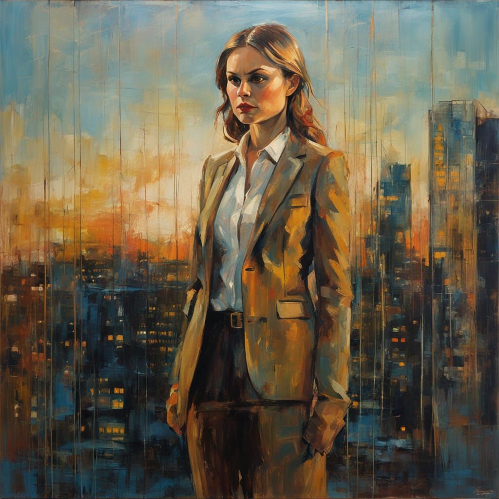 Anna Paquin in Encaustic Artwork, Mysterious Evening Scene