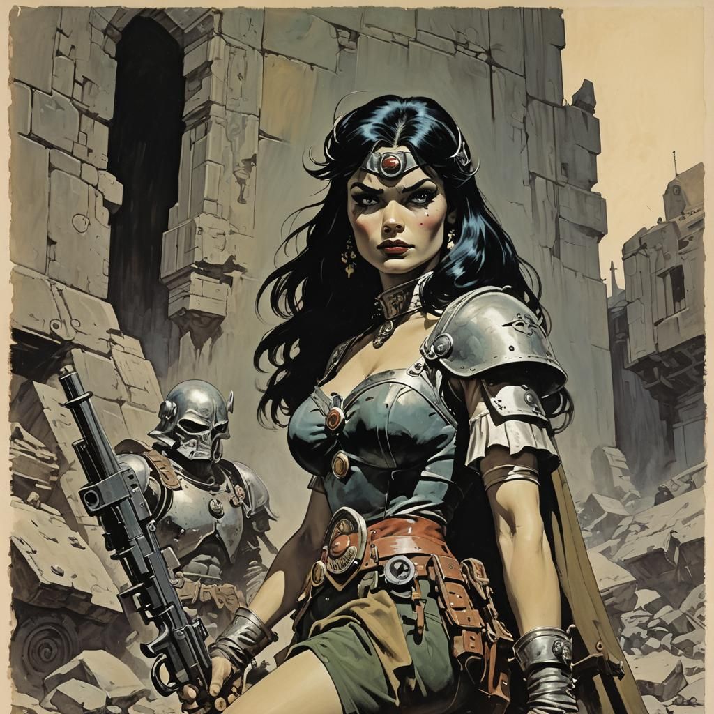 Pulp Heroine Portrait in Comic Book Style