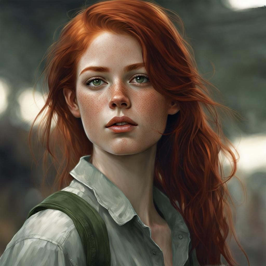 Sinister Portrait of a Tomboy with Auburn Hair