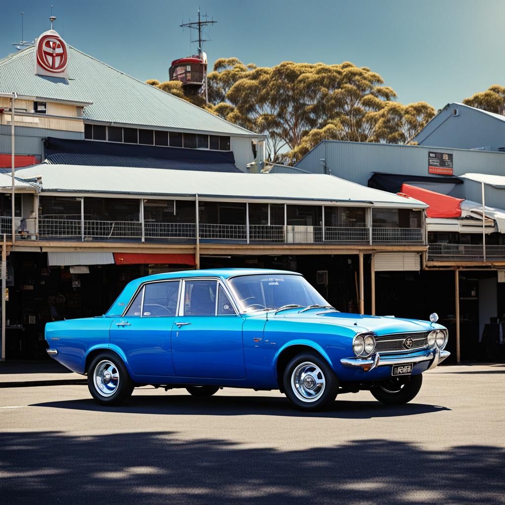 Blue 1967 Classic Car Digital Image