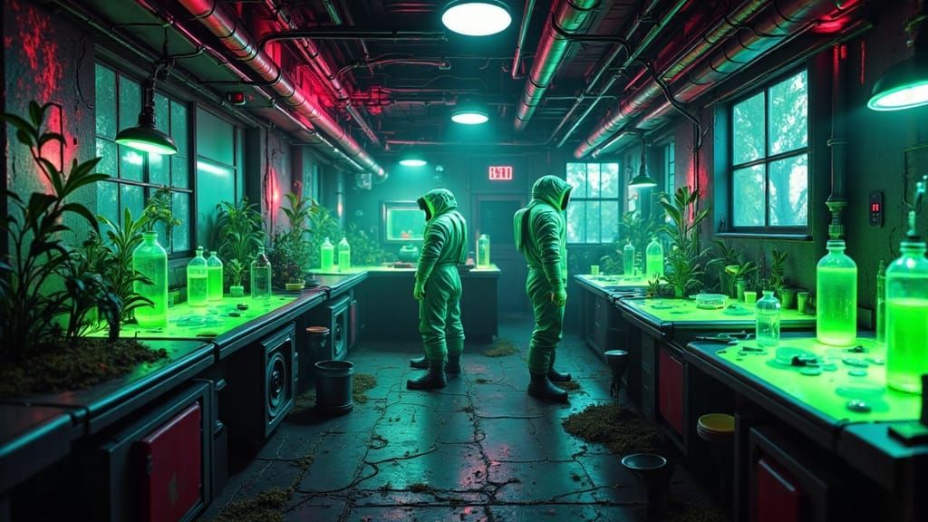 Borderlands Bio Lab with Scientists in Hazmat Suits