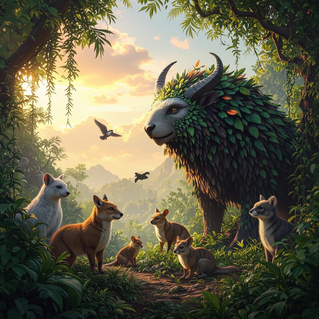 Fantastical Matte Painting of Lush Wildlife Sanctuaries