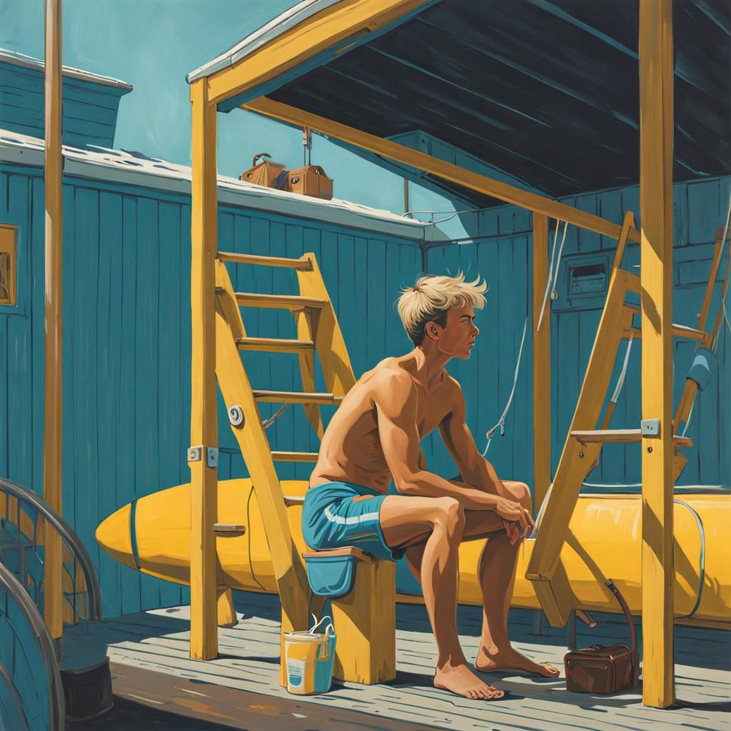 Attractive Youthful Swimmer as Action Painting