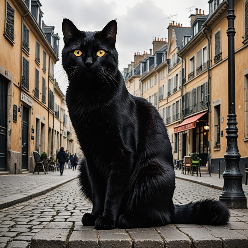 Le Chat Noir: Minimalist Black Cat Art