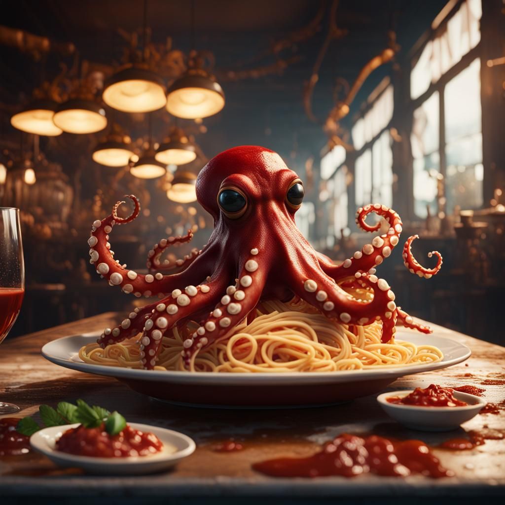Octopus Dining: Spaghetti in a Fantastical Restaurant