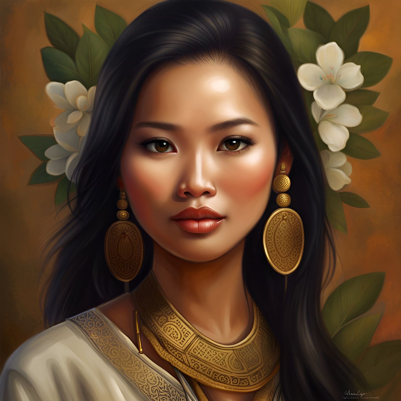 Realistic Portrait of a Beautiful Laotian Woman